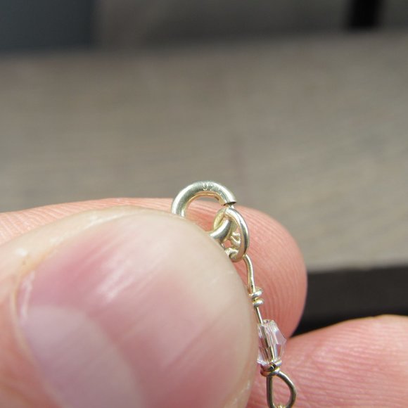 7" Sterling Silver Faux Single Pearl & Charm Bracelet Vintage - Picture 3 of 6